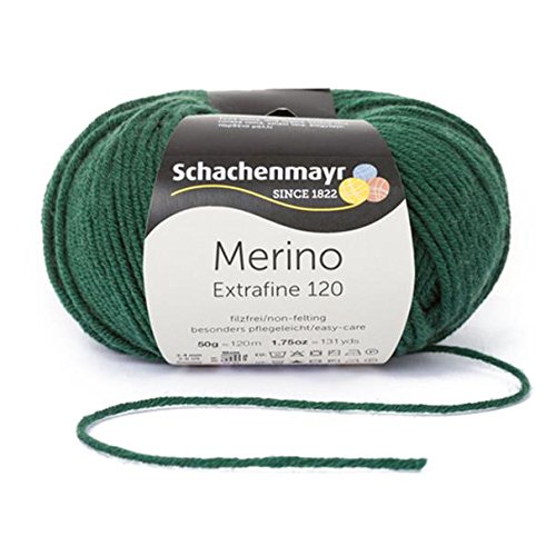 Schachenmayr 9807552-00172 Merino extrafein 120 Tanne Handstrickgarn, Wolle