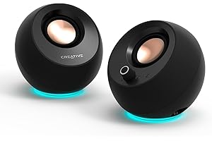 CREATIVE Pebble Pro (Noir) Enceintes d'ordinateur 2.0 USB-C avec Bluetooth 5.3 et éclairage RVB Personnalisable, Audio USB et Port Micro/Casque