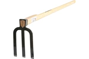 SHW-FIRE Azada de jardín de 3 dientes, diseño de karst, mango de 135 cm, forjado de alta calidad para un apoyo óptimo