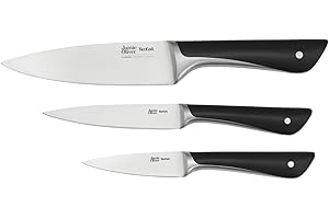 Tefal Jamie Oliver Kitchen Knives Set, 3 Pieces, The Starter Set, German Stainless Steel, K267S355, Black