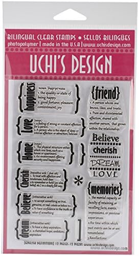UCHIS DESIGN Rubber Bilingual Clear Stamp Set 4-inch x 6-inch Sheet-English Definitions