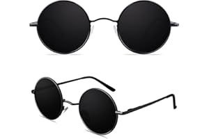 CGID Okrągłe okulary przeciwsłoneczne w stylu retro, dla mężczyzn i kobiet, polaryzacyjne, Lennon, hippie, metalowa oprawka, ochrona UV400