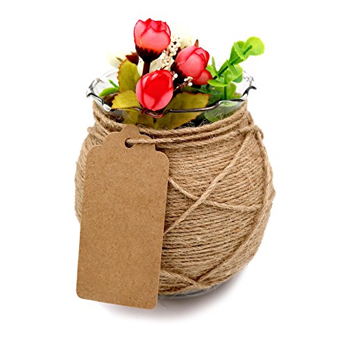 100Stk. Kraftpapier Etiketten Tags 5CM *10CM Geschenkanhänger Anhänger Etiketten mit Jute-Schnur 30 Meter (Braun) - 5