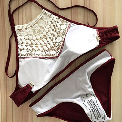 YaoDgFa Strand Damen Bikini Set Bademode Badeanzüge Bikinis für Frauen Mädchen Bandeau Neckholder Push Up - 2