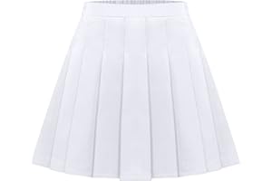 Adigau Fille Jupe-Short Intégré Uniforme Scolaire Enfant Fille Jupe Ecolière Plissé Jupe Fille Patineuse Tennis Printemps Automne Blanc 12-13 Ans