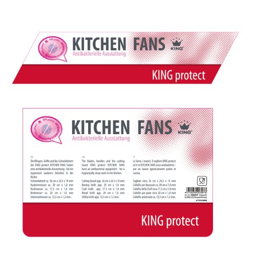 King M3976R Messerset Tomato 5-teilig, 4 Messer, 1 Schneidebrett, Antibakterielle Ausstattung, rot - 4