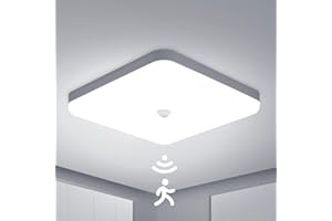 Combuh 30W LED Motion Sensor Ceiling Light Indoor, 25CM Cool White 6500K, IP56 Waterproof Lights Fitting with PIR for Porch Hallway Roof Stairway