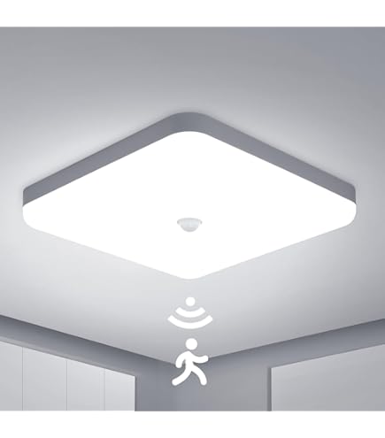 Lámpara IP44 Exterior Interior Lámpara De Techo LED Moderna Con Sensor De Movimiento, IP44, Ideal Para Dormitorio, Baño, Cocina O Exterior Lámpara Techo Led Sensor