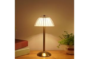 LANMOU Modern Rechargeable Cordless Table Lamp, LED Battery Powered Touch Table Lamp, Portable Gold Dimmable Bedside Lamp, 3 Color Modes & Stepless Dimmable, 1800 mAh Battery, Acrylic Lampshade