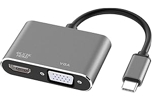 Aolirot USB C auf HDMI VGA Adapter USB C auf HDMI und VGA Adapter Konverter USB Typ C auf VGA 4K HDMI 1080P für MacBook Pro 2019/2018/2017/MacBook Air 2018 usw