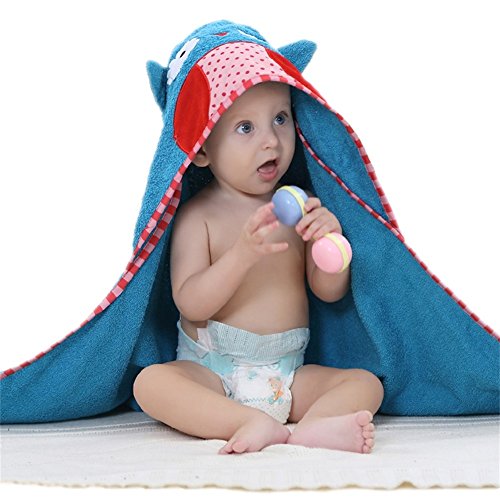 DINGANG® Soft Hooded Cotton Baby Bath Towel Wrap,100% Cotton, 90cm x 90cm
