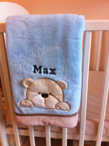 Personalised Deluxe Teddy Baby Blanket. Luxurious wrap. Great Baby Gift.