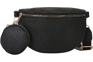 LYEAA Sac banane pour femme en polyuréthane - Sac banane à bandoulière réglable - Sac banane tendance pour fête, festival, sport, Noir (05), Taille unique