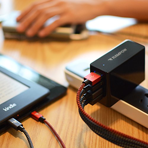 Rampow   USB Ladeger  t Mehrfach - 4-Port USB Netzteil 34W -  Lebenslange Garantie  - USB Stecker f  r Steckdose - USB Ladestecker Steckdose f  r iPho