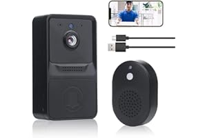 PINNKL Video Doorbell Wireless,1080P Smart Security Doorbell Camera with Night Bells with Camera Wireless Free Cloud Storage, 2-Way Audio Real-Time Monitoring Suitable for Outdoor Entrance