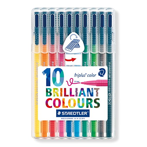 Staedtler 323 SB10 Filzstifte (triplus color, dreikant, Set mit 10 brillanten Farben, hohe Qualität, Made in Germany, CE – kindgerecht DIN EN-71, stabile, eindrucksichere Spitze, Linienbreite ca. 1 mm) - 2