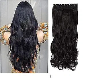 Iyaan Good Quality Curly Hair Extensions Wig 5 Clips Hair Extension For Women And Girls 45 Grams Black Pack Of 1