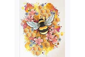 Zhujiehigh 5D DIY Diamond Little bee Kits, 5D Color Bee Arts and Crafts Crystal Embroidery Pictures, Full Drill Rhinestone Canvas Painting Cross Stitch by Numbers for Kids Adults Home Wall Decor