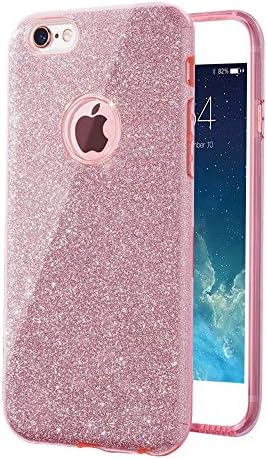 iPhone 7 Case 4.7", uiano® Sparkling Premium [3 in 1 Layers Protection] Hybrid Glitter Bling Bling TPU phone Case Cover For iPhone 7 (Pink) [Lifetime Warranty]