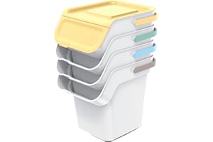 Keden Kaddi Q - Sistema de separación de basura, 4 x 20 l, juego con filtro de carbón activo, contenedor de reciclaje, cubo de plástico gris