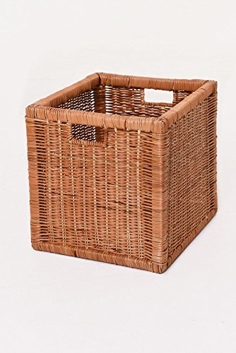 VIVANNO Regalkorb aus Rattan für Ikea Expedit und Kallax 32cm