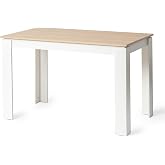 FURNITABLE Wooden Dining Table Kitchen Minimalist Design Dining Table for 4, 120 x 70 x 75 cm, Oak and White