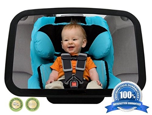 Kosee Back Seat Baby Review Shatterproof Extra Large Mirror View featuring Easy Fit Adjustable Strap