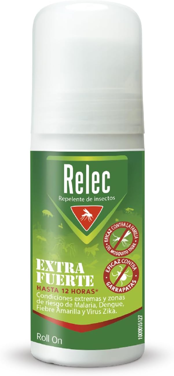 Relec Extra Fuerte Roll‑On Antimosquitos, Hasta 12 Horas de Protección, Eficaz Contra el Mosquito Tigre, Protección Contra las Picaduras de Mosquitos en Condiciones Extremas y Zonas Tropicales