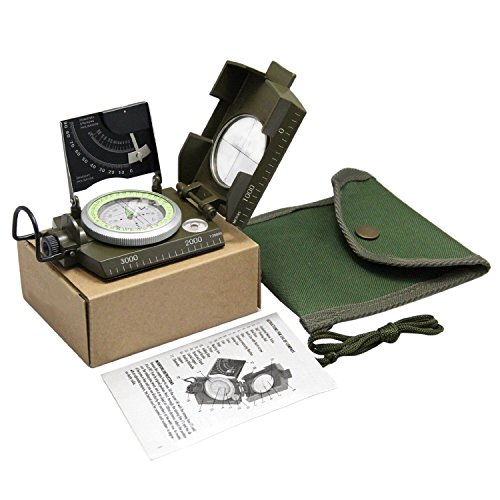 Kompass, professionelle Kompass Metall Tasche Größe Wasserdicht 50mm Zifferblatt Kompass Multifunktions Kompass mit Inklinometer Pouch Lanyard für Reisen Camping Wandern - 7