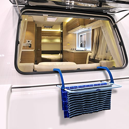 Balkongeländer / Heizkörper praktischer Wäschetrockner / Wäscheständer – ca. 3 Meter Leine (Ink. Plastikschutzkappen) - 7