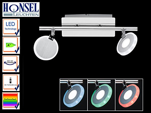 Preisvergleich Produktbild 2-flammiger LED Deckenbalken TONIC RGBW, Fernbedienung, Farbwechsel, Spots schwenkbar
