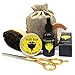 Produktbild Huihuiya 6 Stücke Männer Bart Care Kit Bart Balsam Bart Ölbürste Kamm Schere Aufbewahrungstasche-Black & Yellow