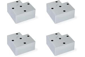 Emuca - Gambe per Mobili, Piedi per Mobile in Plastica Colore Grigio Metallizzato, Set di 4 Piedini di Altezza 45 mm, Grigio Metallizzato, h 45 mm