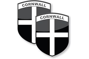 stika.co Set of 2 Cornwall County Flag Stickers – Self-Adhesive Vinyl Decals for Cars, Vans, Trucks, and Windows – White Vinyl