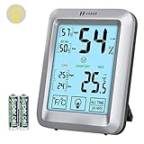 temperatur og hygrometer 【24 Stunden / alle: Speicherfunktion Hydrometer Feuchtigkeit】Das Hygrometer-Thermometer verfügt über eine genaue Aufzeichnung der höchsten und niedrigsten Temperatur und Luftfeuchtigkeit von 24 Stunden / alle. Demnach kann es den Trend vorhersagen, den Gesundheitszustand zu berücksichtigen.