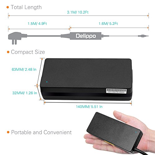 Delippo® 120W 19.5V 6.15A Laptop AC Adapter Ladegerät für Lenovo Y460 Y570 Y580 Y560 Y430P Y470 Y460P Y500 Y510P PA-1211-04LI PA-1121-16 ADP-120L HB MSI GE70 GS70 GE60 GE62(5.5*2.5mm)[ 26 Monate Garantie] - 4