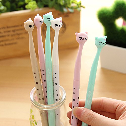 KAIKSO-IN 2pcs Kreatives Briefpapier niedlichen Cartoon-Katze schwarze Gel-Pen Pen - 4