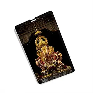 100Yellow 32Gb Credit Card Shape USB Flash Drive, Ganpati Printed Pen Drive Memory Stick Pendrive