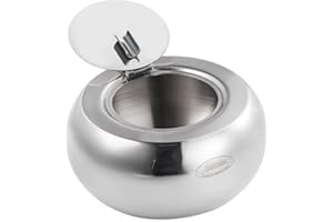 NEWNESS FOCUS ON STAINLESS STEEL Posacenere in acciaio INOX, Newness posacenere con coperchio, posacenere per interni ed esterni, porta cenere per fumatori, desktop smoking posacenere per home office decorazione, grandi dimensioni