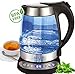 Produktbild Glas Edelstahl Wasserkocher 1,7 Liter mit Temperaturwahl (55°C-95°C) 2.200 Watt Warmhaltefunktion exclusive blaue LED Beleuchtung Temperatureinstellung