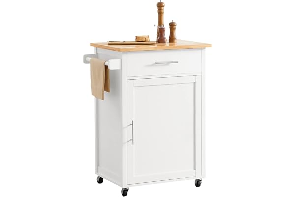 SoBuy, Köksö på hjul, Köksöar, Arbetsbord Kök, serveringsvagnar, med 1 lådor, med 1dörr, FKW102-WN