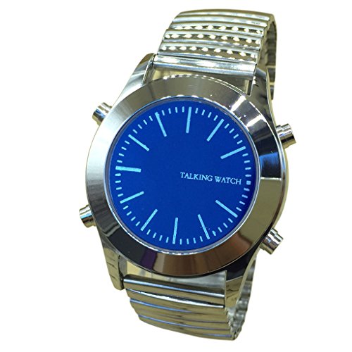 Reloj Parlante en Español para Invidentes o Personas Mayores Azul Dial, Banda Expandible