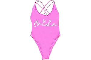 FORKIS Bikini Triangolo Donna Team Bride Letter Stampa in Un Pezzo di Costumi da Bagno in Un Pezzo da Bagno da Bagno Bachelorette Festeggiatore di Costumi da Bagno Estivo da Bagno.