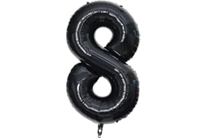 IEFOAH 40 inch Black Balloon Number 8, Large Foil Black 8 Balloons for Girls Boys Birthday Party Graduation Photo Prop Anniversary Halloween Decoration