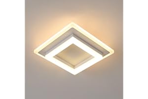 SENQIU Plafón LED Techo Moderna, Lámparas de Techo Cuadrado 24W, Luz de Techo de Acrílico Blanco para Cocina, Dormitorio, Balcón, Pasillo, Comedor, Luz Calida 3000K