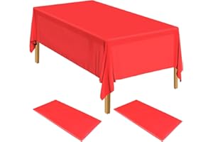 ELECLAND 2-Pack Red Plastic Table Covers, 137cm x 274cm Rectangle, Ideal for Baby Showers, Weddings, Birthdays & Parties