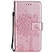 Produktbild DENDICO LG Q6 Hülle, PU Leder Handyhülle mit Standfunktion und Kartenfach, Katze und Baum Muster Magnetverschluss Flip Brieftasche Etui TPU Schutzhülle für LG Q6 - Roségold