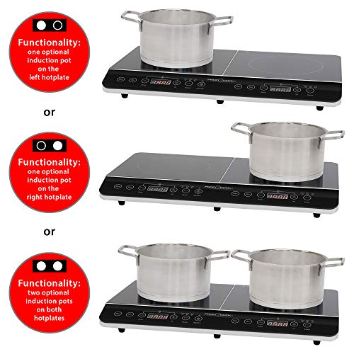 Proficook DKI 1067 501067 Placa de inducción doble portátil, 3500 W, Negro
