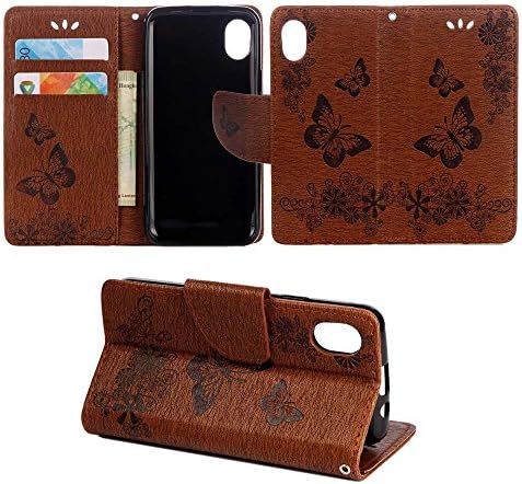 Wiko Sunny Max Case, COOSTOREEU Butterfly Pattern PU Leather Wallet Stand Flip Case Cover for Wiko Sunny Max, Brown
