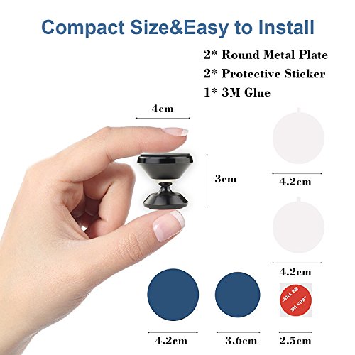SUPRBIRD Supporto per telefono magnetico, Supporto per smartphone girevole a 360 gradi Supporto per auto cruscotto magnetico appiccicoso forte per iPhone 7 6s 5 Samsung Galaxy S7 Nota HTC Sony Huawei